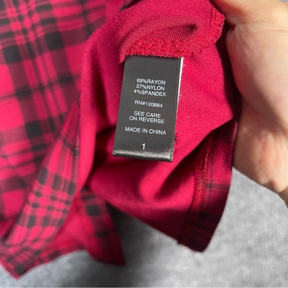 Torrid Women’s 1X Midi Pencil Skirt Stretch Workwear Red Black Plaid Rockabilly - Picture 8 of 9